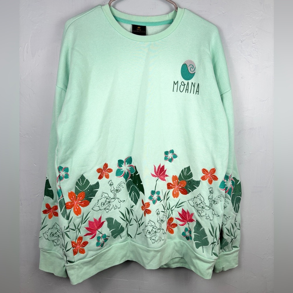 Disney Moana Mint Green Floral Sweatshirt